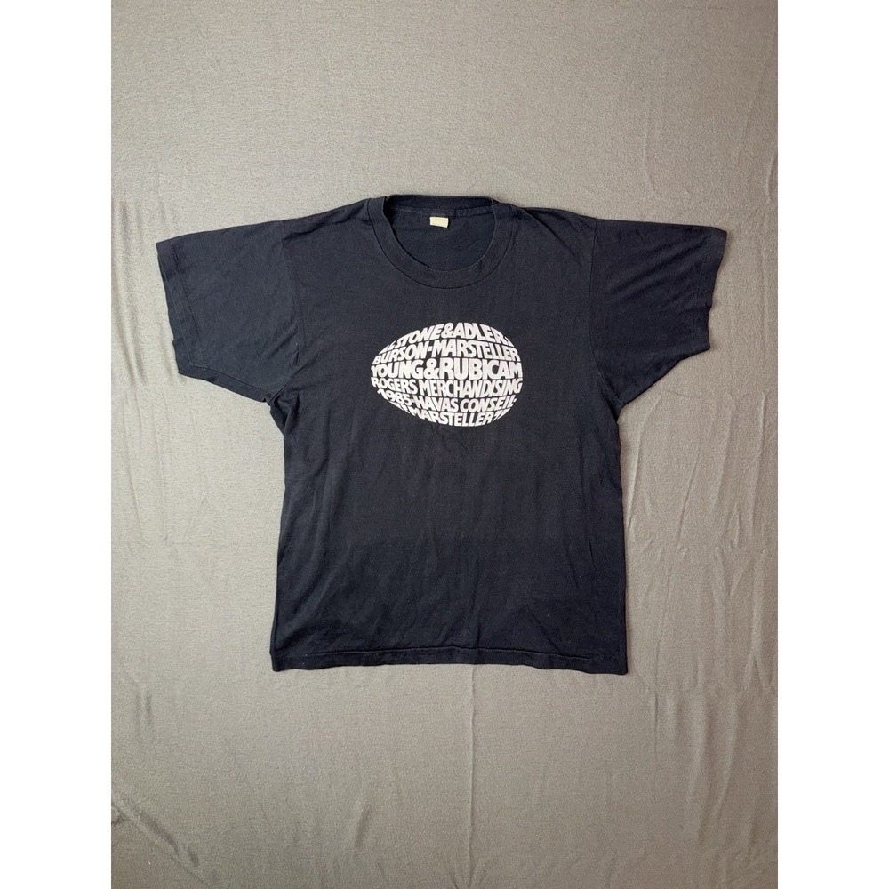 Vintage 1985 Screen Stars Advertising Agency T Shirt Large Made USA Black 80s